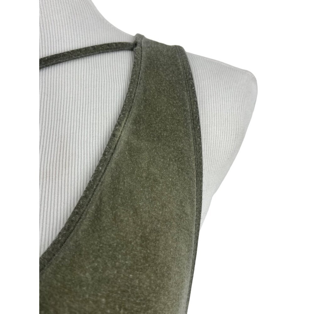 Free People We The Free Olive Green Distressed Strappy Tank Top - Picture 6 of 16